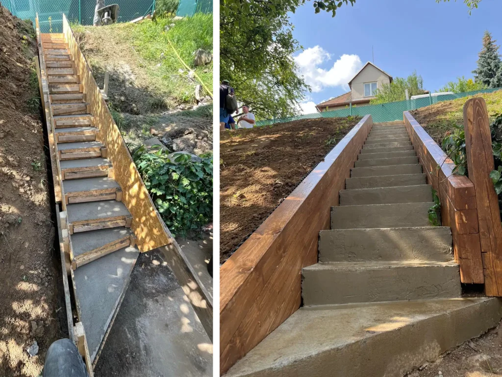 Tvorba betonových schodů ve svahu