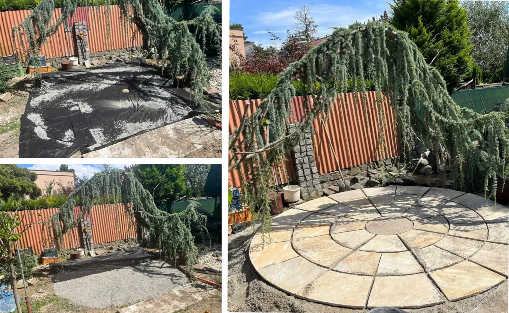 Tvorba betonové kulaté plochy pro posezení Uherské Hradiště