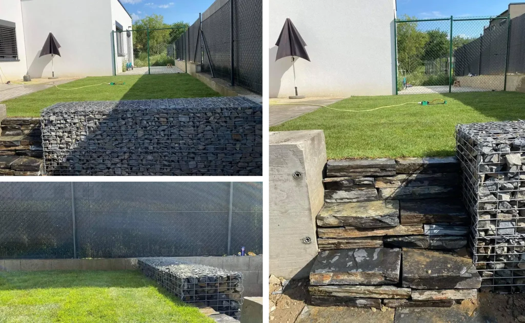 Realizace kamenných schodů a sypaných gabionů Zlín